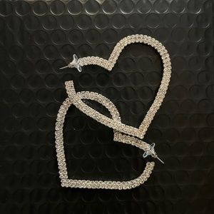 2pairs Rhinestone Hoop Earrings